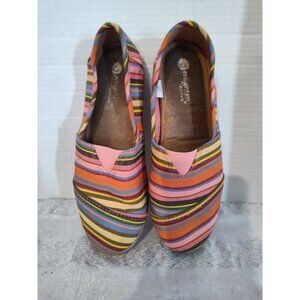 Enlighten Active SlipOn Flat Womens Sz 6 Comfort Striped Pink Loafer Casual Shoe